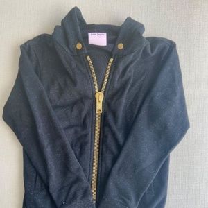 Palm Angels Cotton Black Metallic Oversized Zipper Hoodie